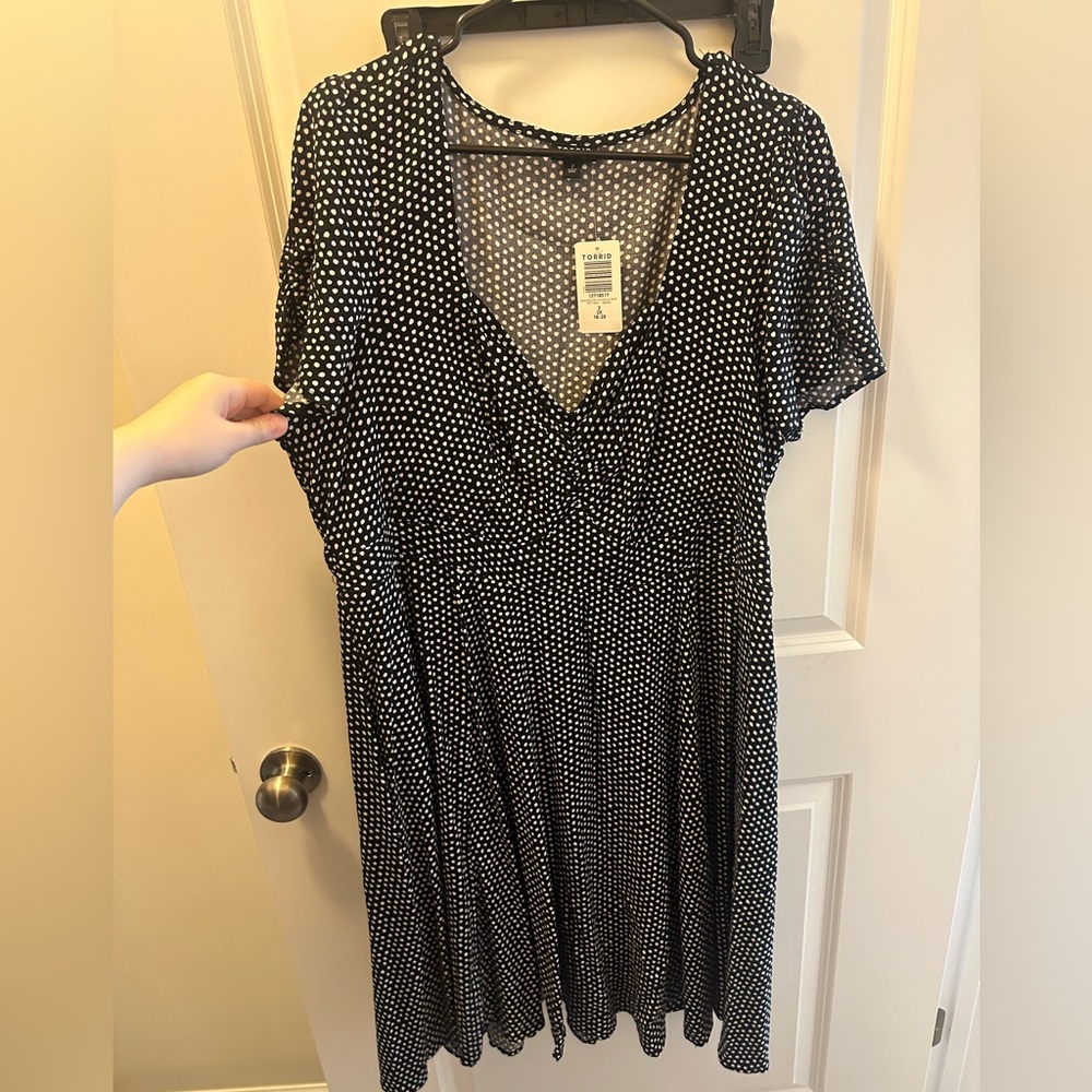 Torrid black and white polka dot dress
